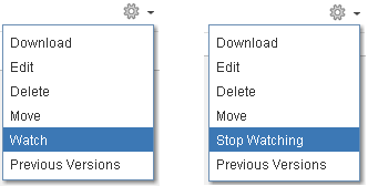 The actions for watching/unwatching a document