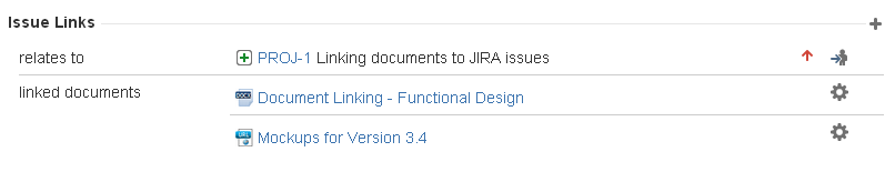 The documents linked to a JIRA issue