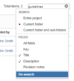 The advanced search options