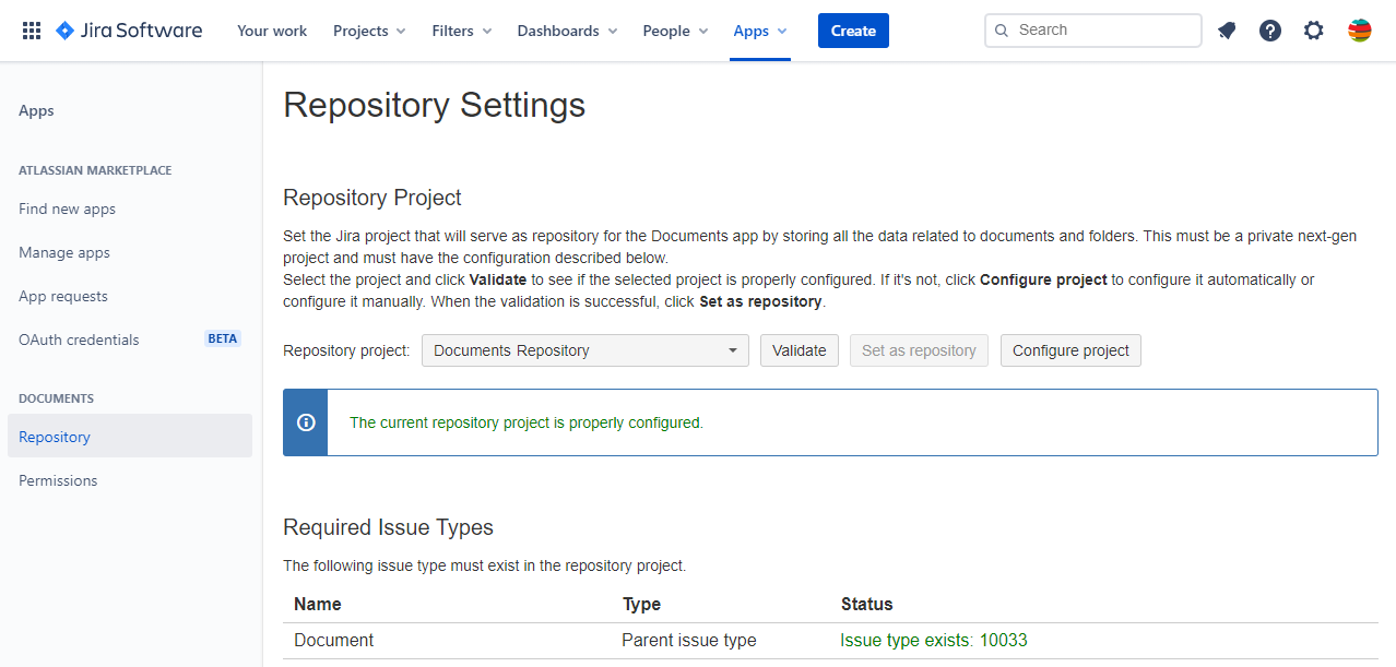 App Repository Project successfully configured