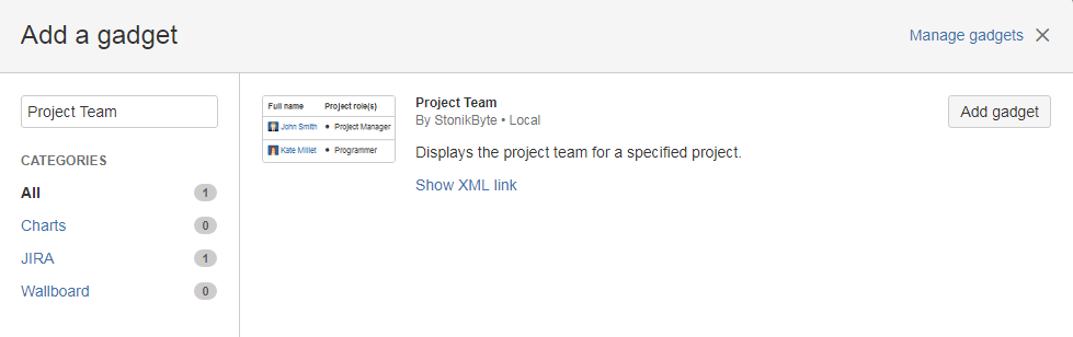 Adding the Project Team Gadget