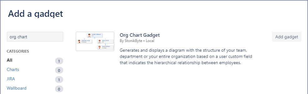 Adding the Org Chart gadget