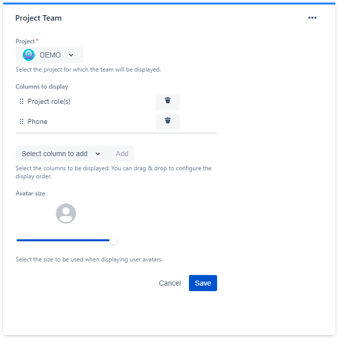Setting-up the Project Team gadget