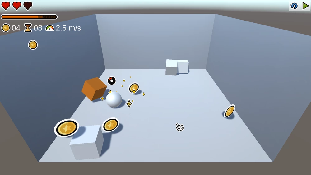 CrazyBoxes: example minigame demonstrating usage of indicators and other assets from StickerStyle Basic Pack.