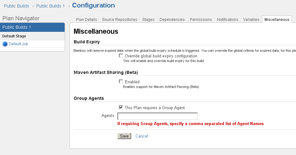Group Agents must be specified on a Plan's configuration.