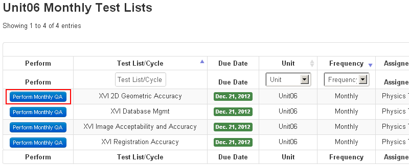 Choose a test list to perform