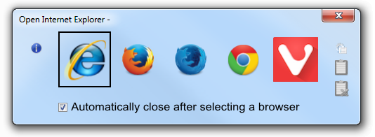 Default view of Browser Chooser 2
