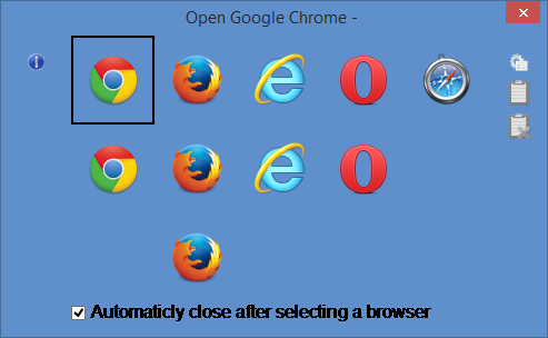 The flexibility of Browser Chooser 2, showing multiple icons in multiple rows