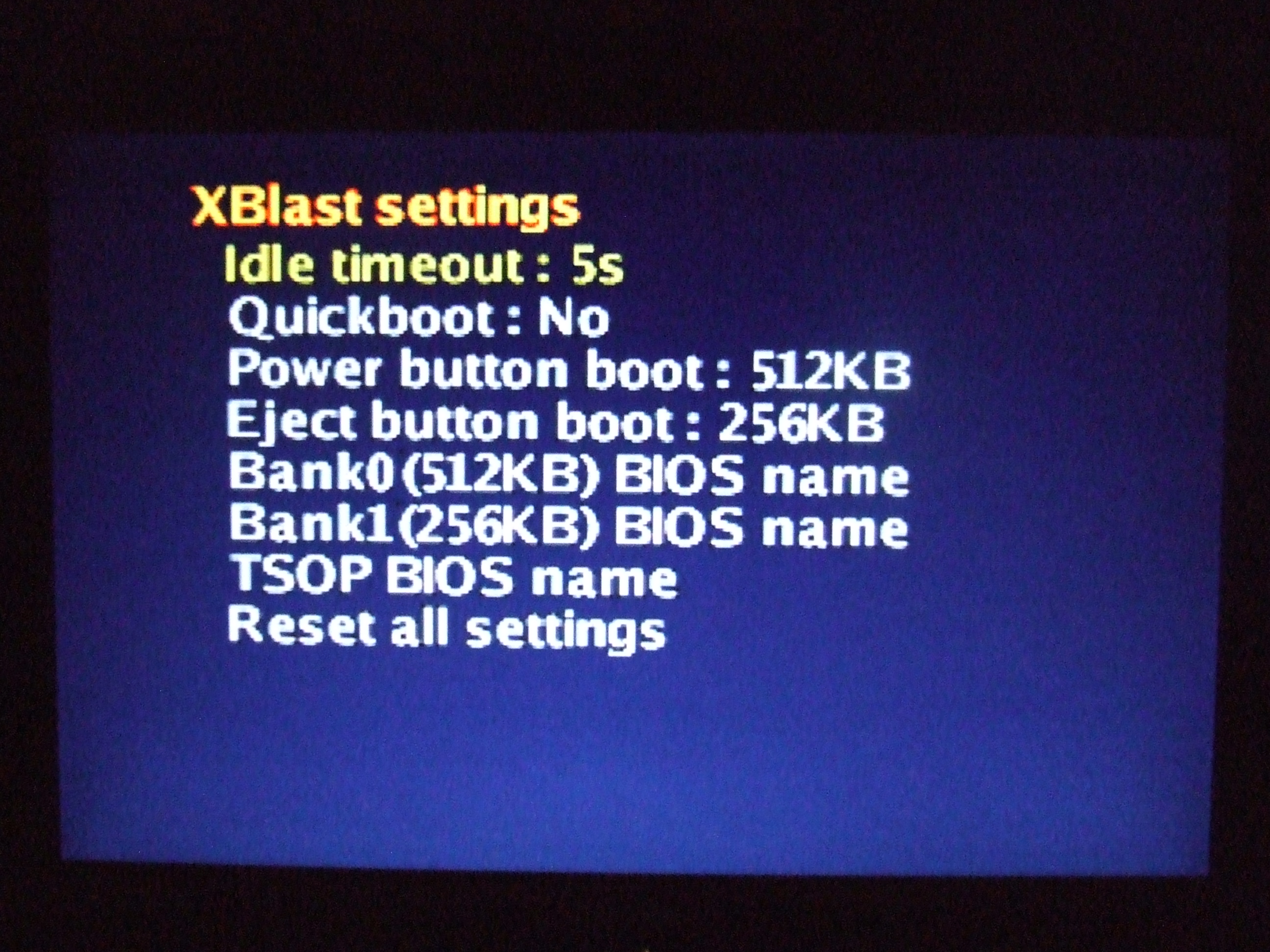 pic of XBlast settings TextMenu