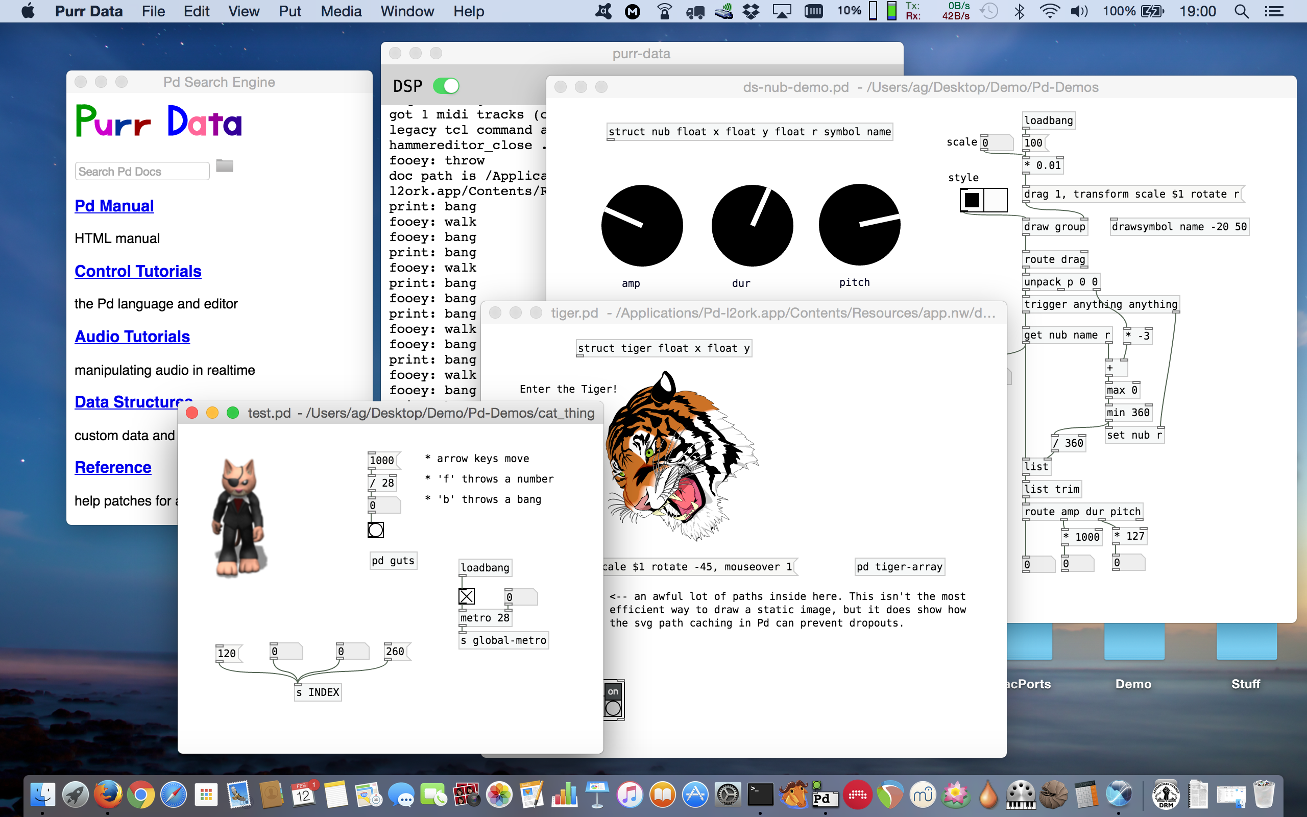 Fig. 1: Purr Data running on Mac OSX.