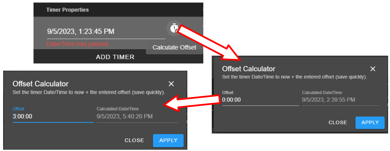 Using the time-offset calculator