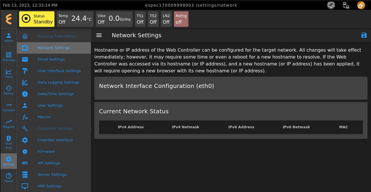 No network setting for a standalone system