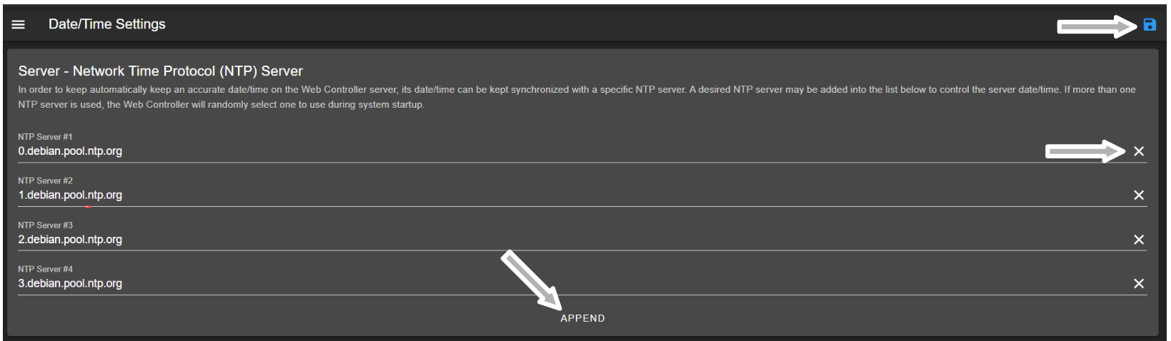 Editing the NTP for custom setting