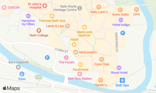 Map showing Bath, UK, MutedStandard type