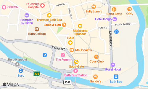 Map showing Bath, UK, Standard type