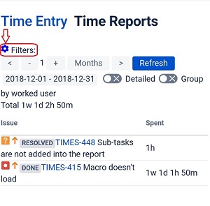 Time Reports filter