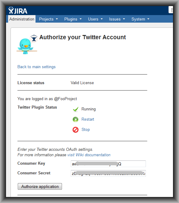 Authorize your Twitter Account Page View